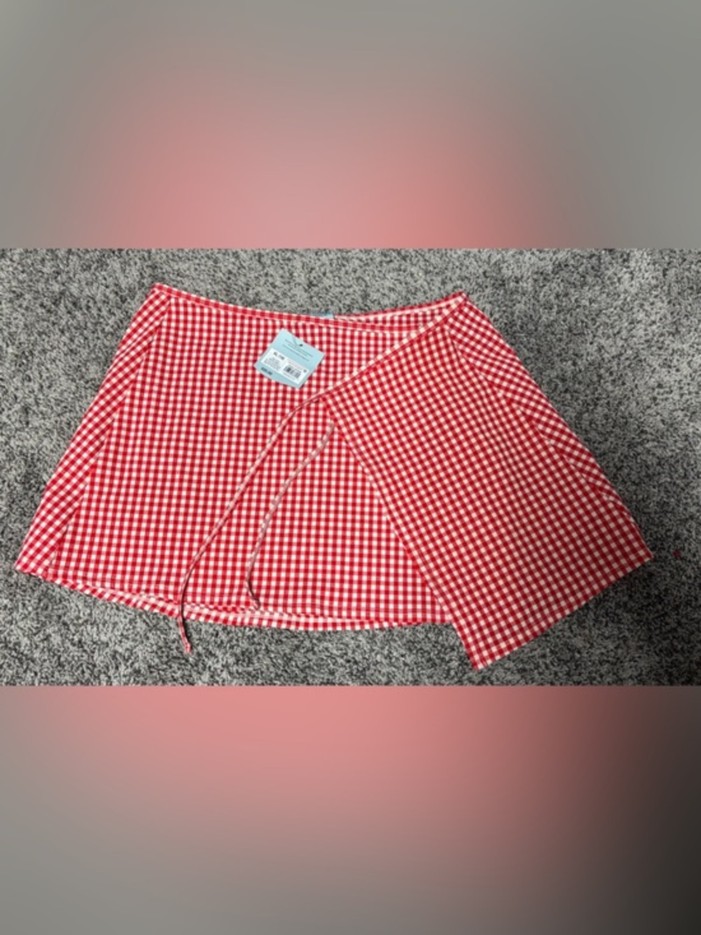 Red Gingham Tie-Side Mini Skirt Cover-Up